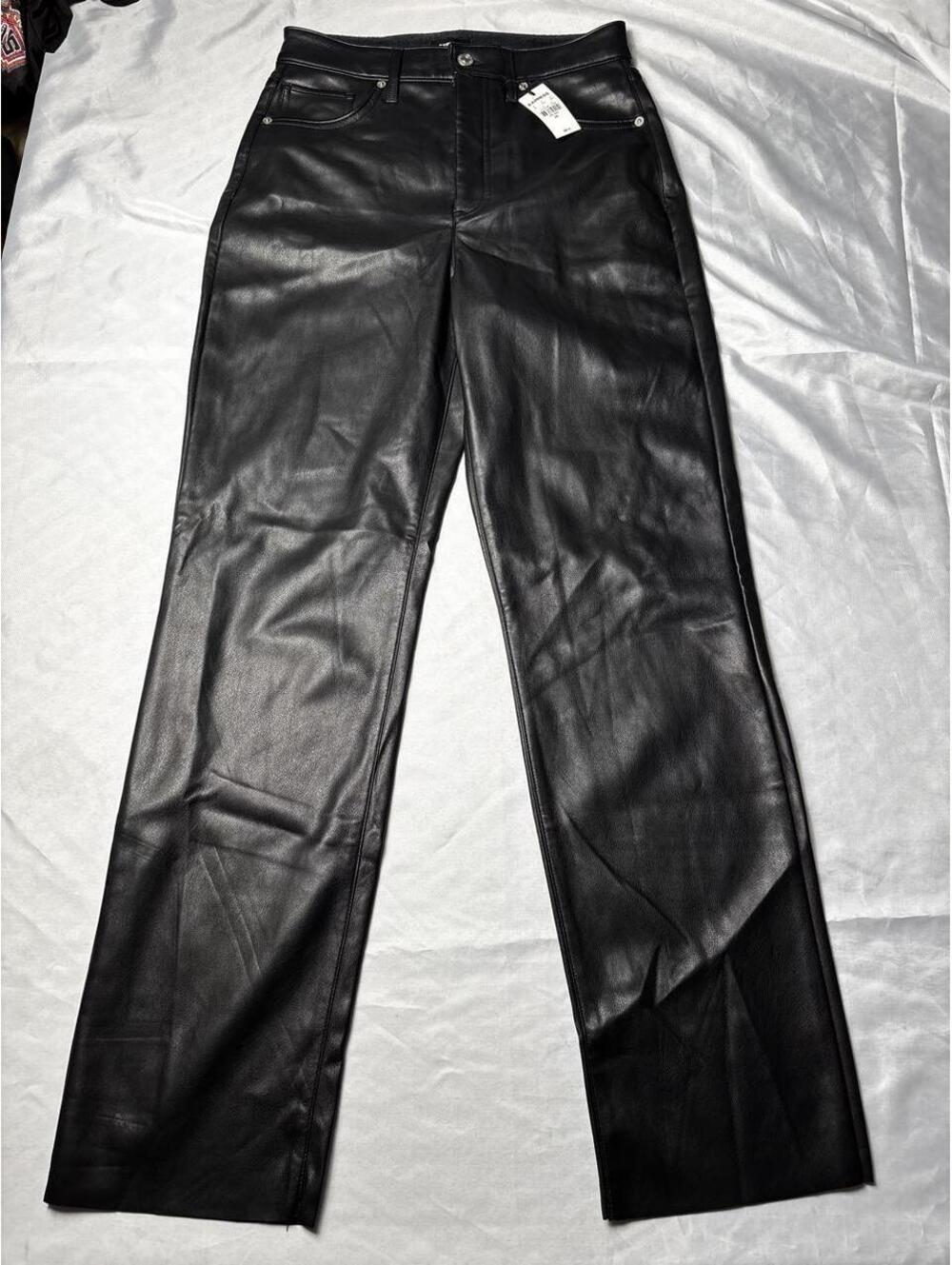 Express Black Faux Leather Straight Leg Pants Size 6R